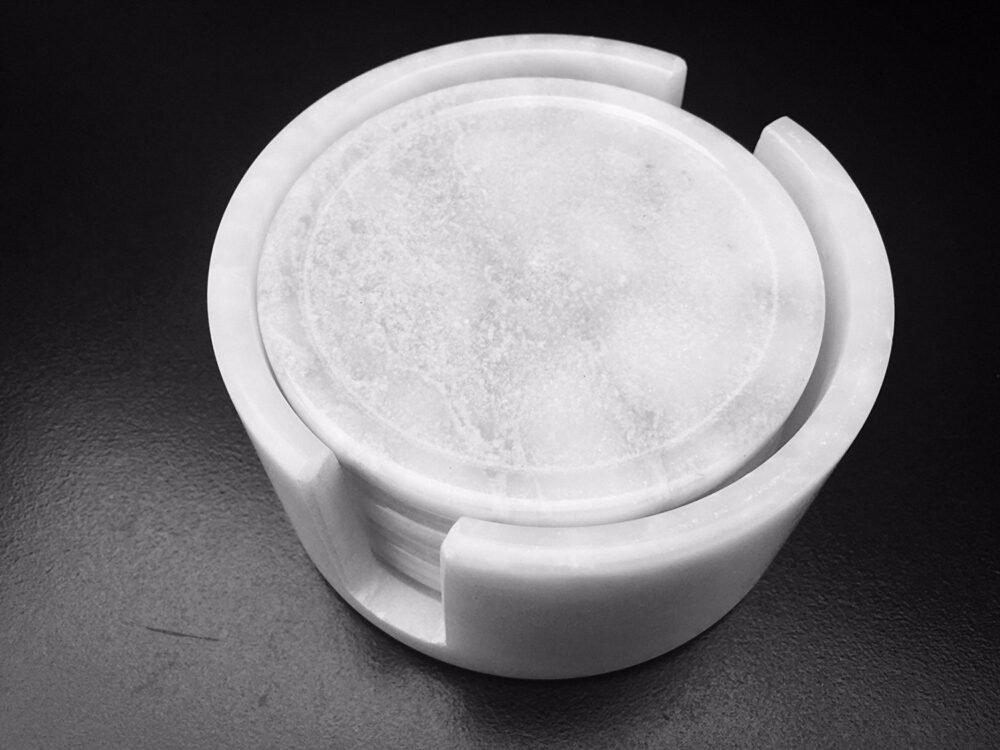 Luxury White Marble Coasters - Handmade Minimalist Drinkware Accessories - Image 3