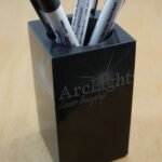Black Marble Pen & Pencil Holder | Elegant Desk Accessory | Natural Stone Organizer