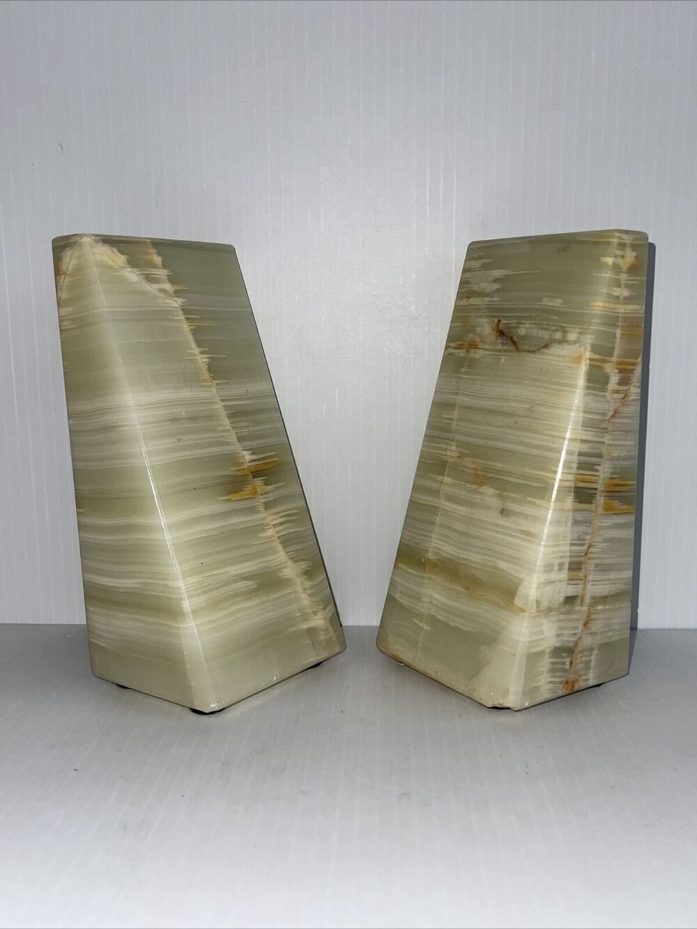 Luxury Green Onyx Stone Triangle Bookend - Handmade Minimalist Decor - Image 2