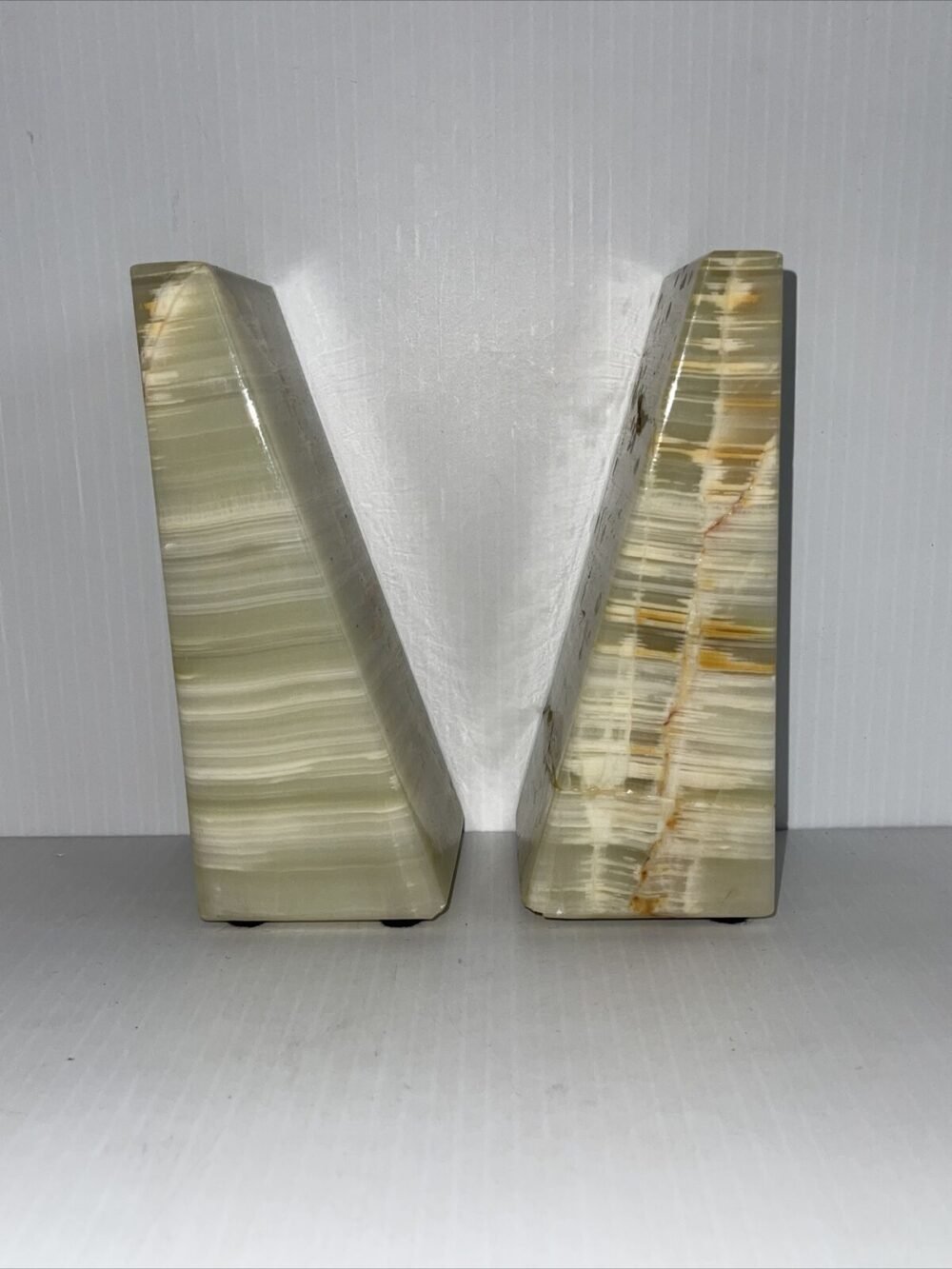 Luxury Green Onyx Stone Triangle Bookend - Handmade Minimalist Decor - Image 9