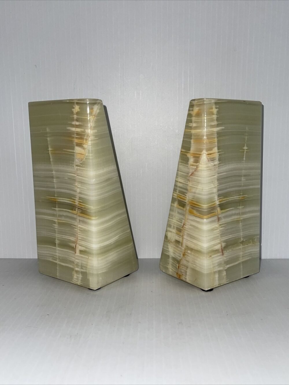 Luxury Green Onyx Stone Triangle Bookend - Handmade Minimalist Decor - Image 8