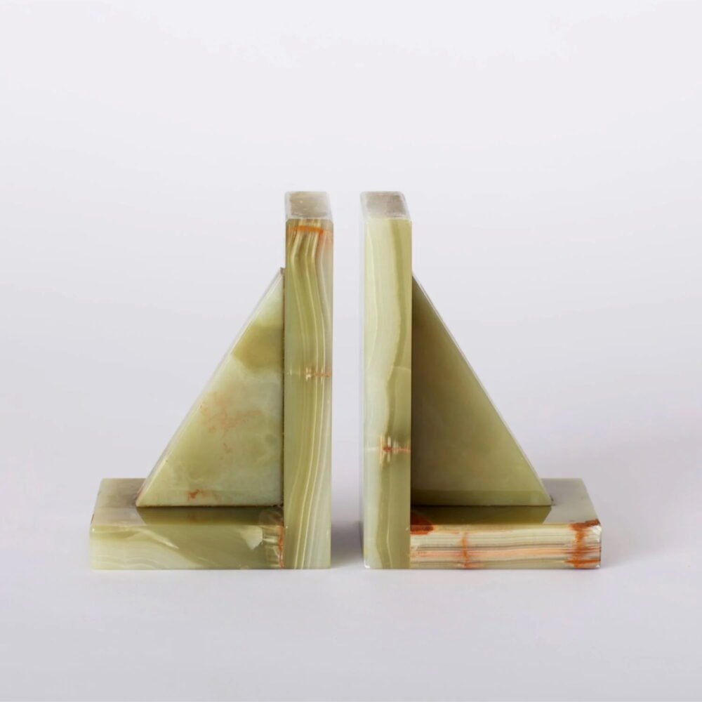 Luxury Green Onyx Stone Triangle Bookend - Handmade Minimalist Decor - Image 7