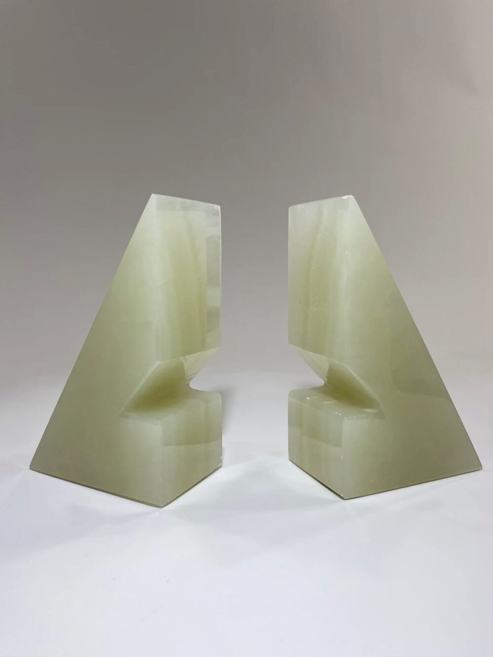 Luxury Green Onyx Stone Triangle Bookend - Handmade Minimalist Decor