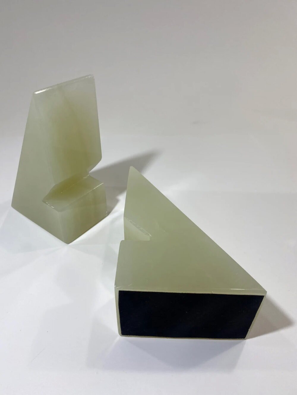 Luxury Green Onyx Stone Triangle Bookend - Handmade Minimalist Decor - Image 3