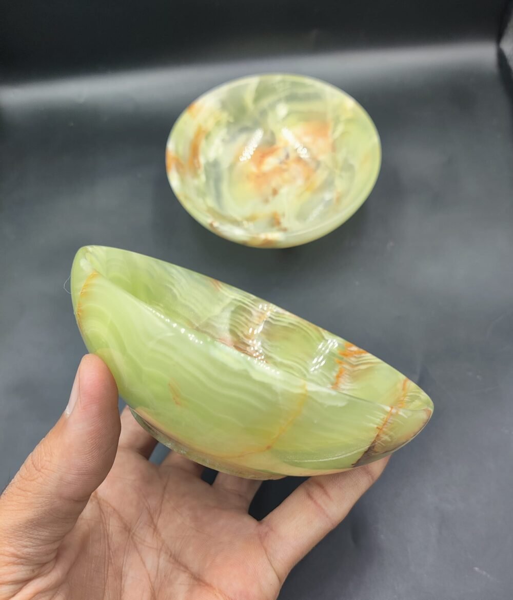Handcrafted Green Onyx Bowl - Natural Stone Decorative Bowl for Home and Office - Image 3