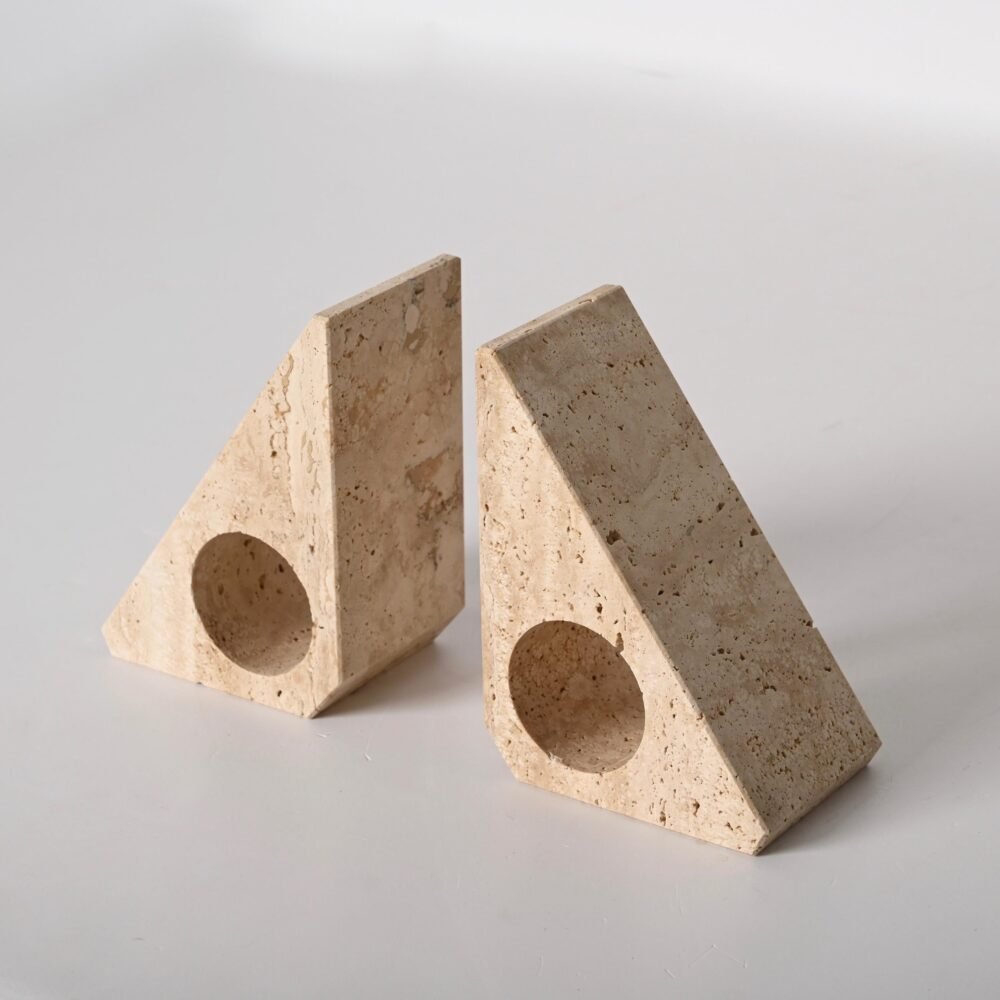 Triangle Design | Modern Natural Stone Decor | Geometric Handmade Bookends - Image 5