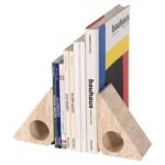 Triangle Design | Modern Natural Stone Decor | Geometric Handmade Bookends