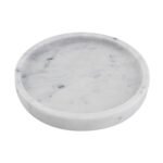 White Marble Round Serving Tray | Handcrafted Natural Stone Platter for Elegant Entertaining