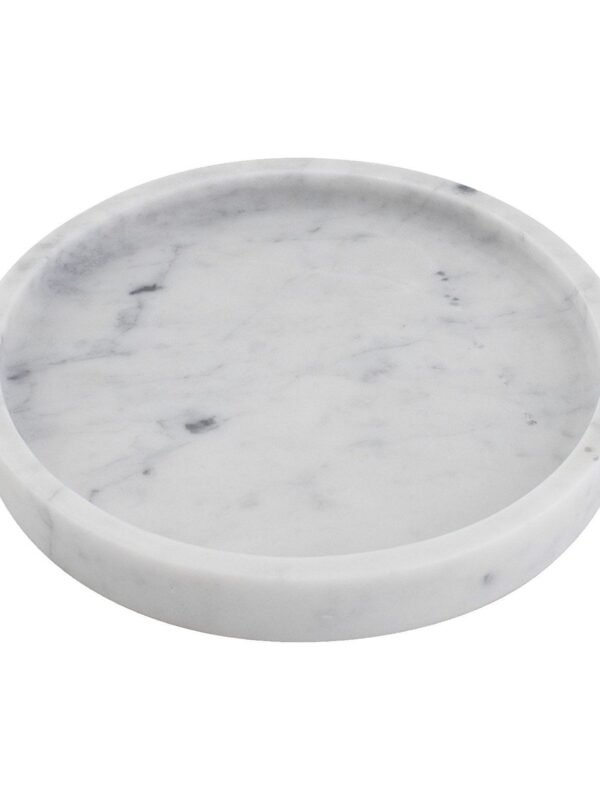 White Marble Round Serving Tray | Handcrafted Natural Stone Platter for Elegant Entertaining
