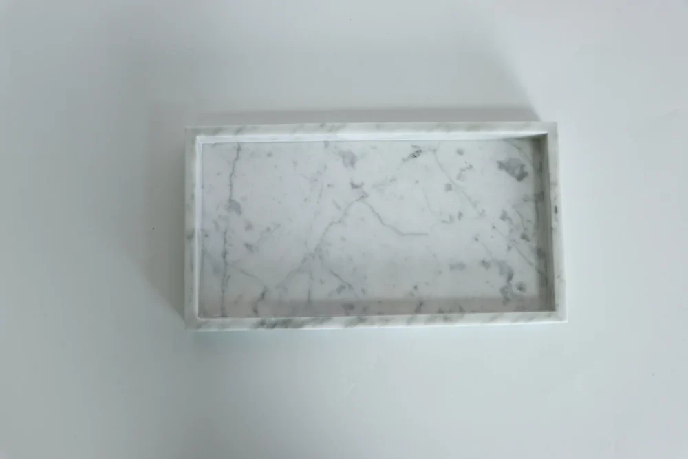 White Marble Rectangle Serving Tray – Handcrafted Stone Platter for Kitchen & Table Decor - Image 6