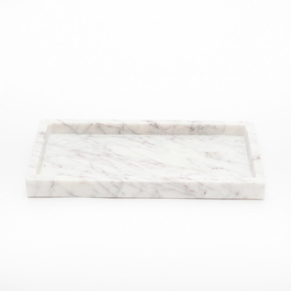 White Marble Rectangle Serving Tray – Handcrafted Stone Platter for Kitchen & Table Decor - Image 3
