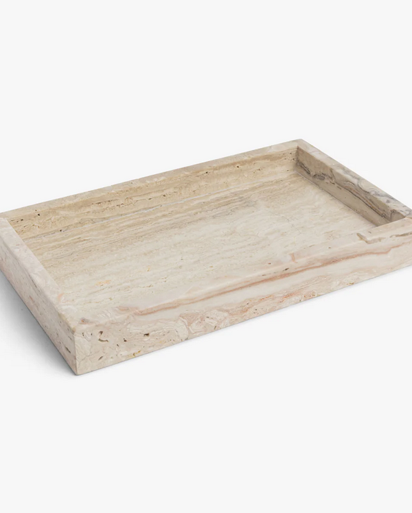 Travertine Stone Rectangular Serving Tray | Durable Natural Stone Platter for Home & Kitchen